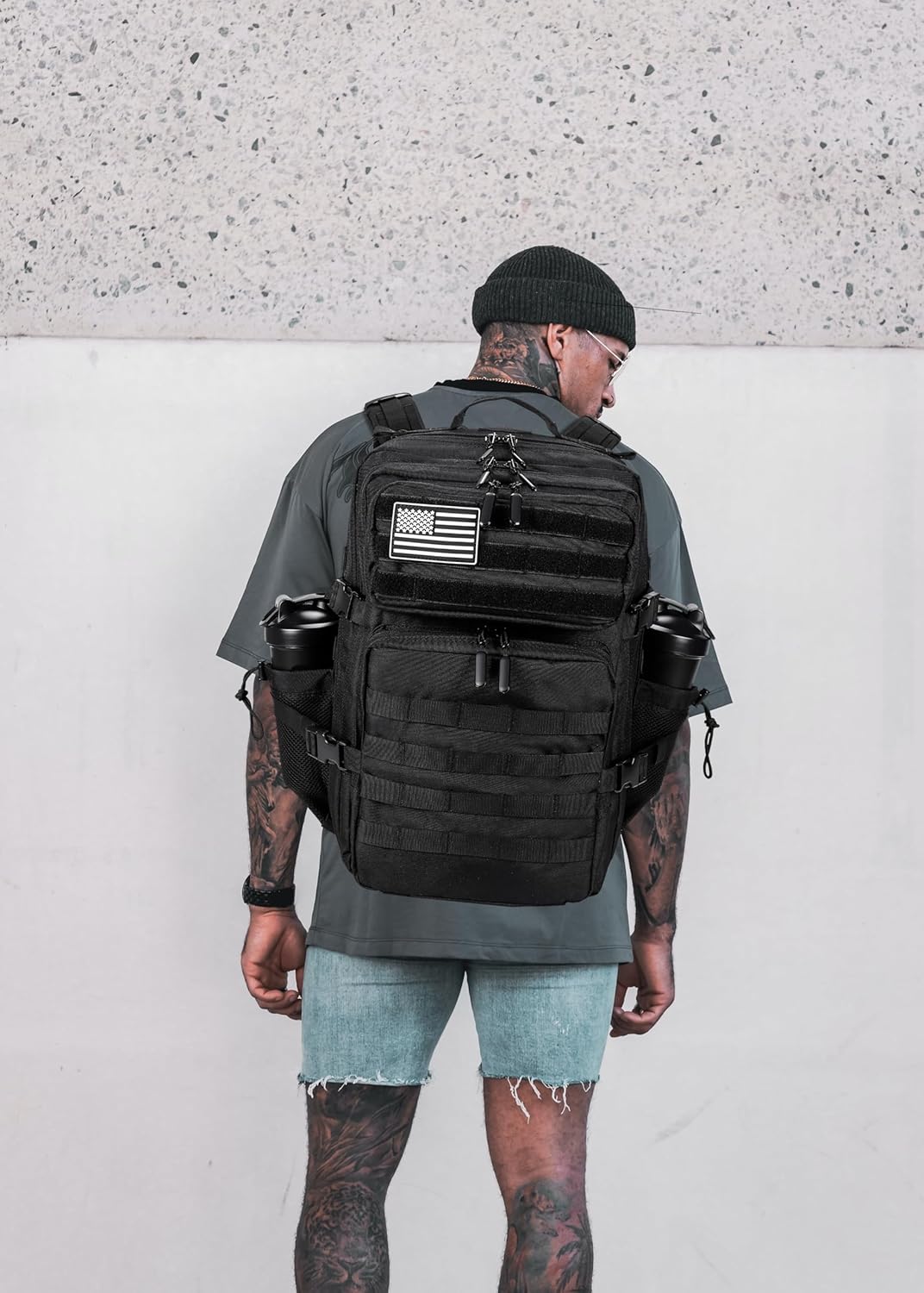 45L Military Style Tactical Rucksack with Molle System, Black