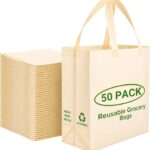 Fifty Heavy-Duty Cream Grocery Bags